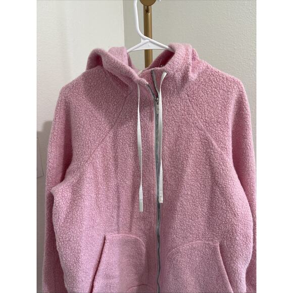 Lululemon size 10 pink wool hoodie jacket Silver Zipper Soft Comfy - Picture 2 of 7